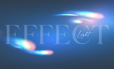 Abstract refraction transparent light effect. Motion rainbow light.