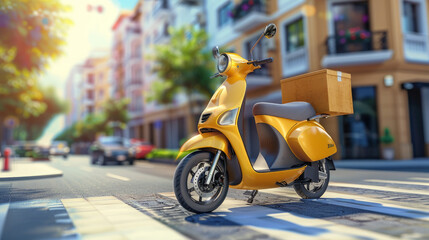 Scooter with delivery box for fast and convenient shopping online.
