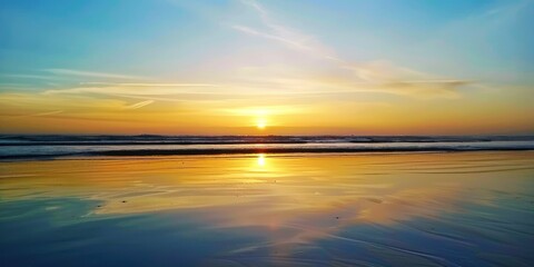 Obraz premium Sunset Reflection on the Ocean Beach