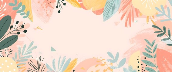Enchanting Pastel Geometric and Botanical Patterns Blank Page Border Design