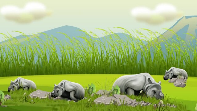 Poachers kill one horn rhino for its horn 2d animation