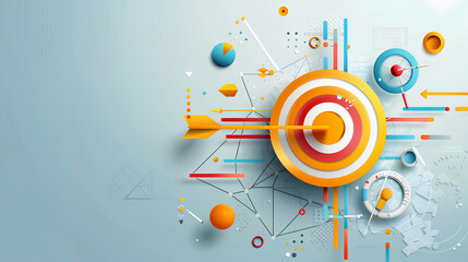 Abstract business target with arrows and data elements


