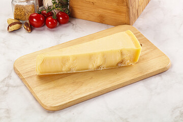 Hard parmesan cheese piece triangle