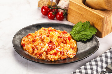 Shakshuka with tomato for breakfast