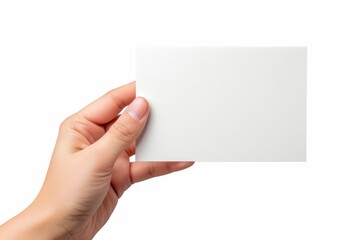 Blank White Card Mockup on Hand created with Generative AI