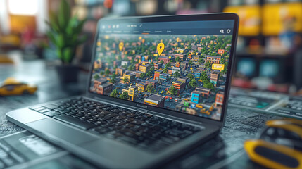 Online visibility into the computer Futuristic Map Background Local SEO Optimization for Businesses lead generation search engine optimization transportation travel