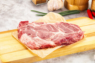 Raw pork neck steak for grill