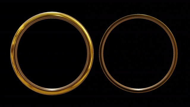 spin gold golden ring flat and rounded looping transparent