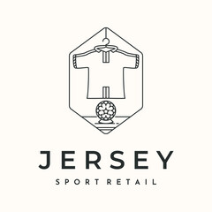 football jersey line art logo vector minimalist illustration design, retail of football shirt logo design