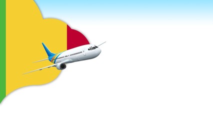 3d illustration plane with Mali flag background for business and travel design