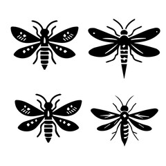 firefly set silhouette on white background