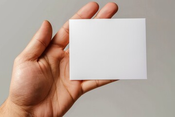 Fototapeta premium Blank White Card Mockup on Hand created with Generative AI
