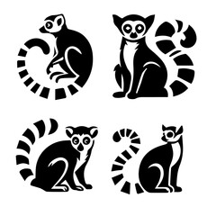 Lemur silhouette set on white background © Haider