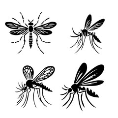 mosquito silhouette set on white background