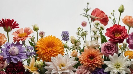 Colorful Bouquet of Flowers on White Background