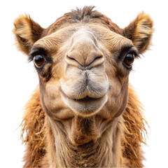 Obraz premium Animal brown camel Portrait isolated on Transparent background.