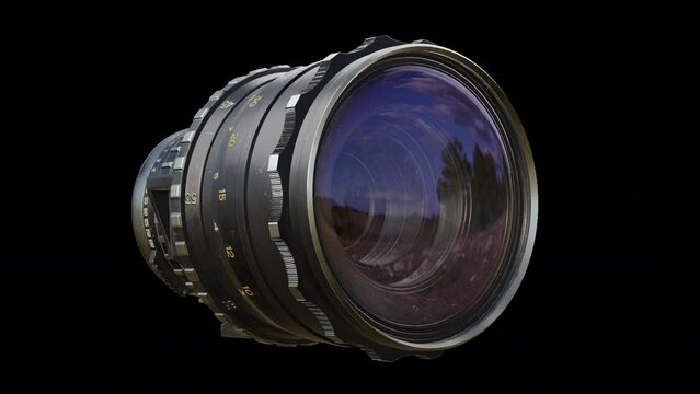 camera lens turns left and right looping transparent