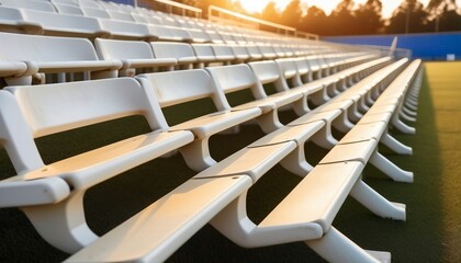 Obraz premium close-up of soccer field bleachers seating 