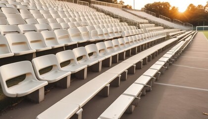 close-up of soccer field bleachers seating
