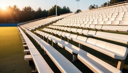 Fototapeta premium close-up of soccer field bleachers seating 