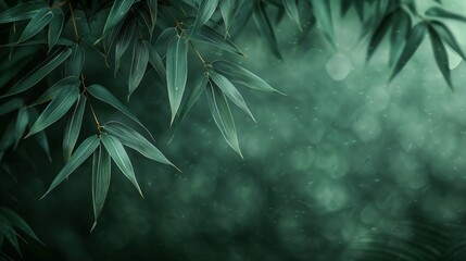 Close-Up of Green Bamboo Leaves