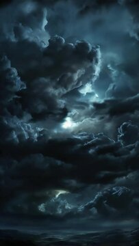 Very dark, dark, endler abyss cloud sky, no light, no land, no tree, no nothing but the only very dark sky with lot of clouds
