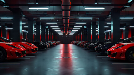 A lot of cars in a rows. Used car sales
