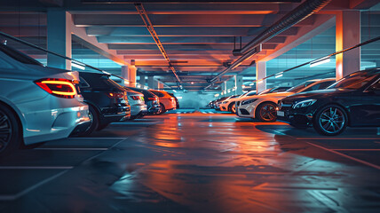 A lot of cars in a rows. Used car sales