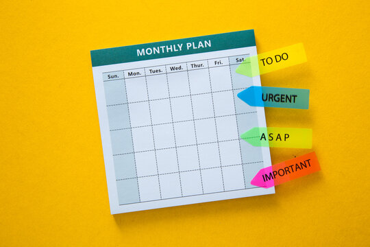 Colorful monthly planner with urgency stickers