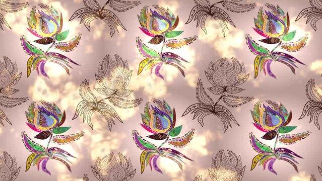 Motion footage background with colorful elements. Mandalas. Vintage. Video. Template. Loop. Seamless.