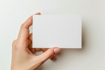 Obraz premium Blank White Card Mockup on Hand created with Generative AI