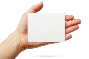 Obraz premium Blank White Card Mockup on Hand created with Generative AI