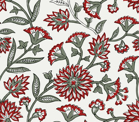 HAND DRAWN MUGHAL FLORAL JAIPUR PRINTS SEAMLESS PRINT DIGITAL PATTERN