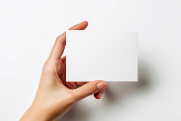 Obraz premium Blank White Card Mockup on Hand created with Generative AI