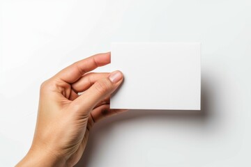 Obraz premium Blank White Card Mockup on Hand created with Generative AI