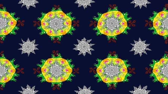 Motion footage background with colorful elements. Mandalas. Vintage. Video. Template. Loop. Seamless.