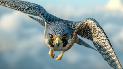 Peregrine Falcon Soaring Through the Sky, Stunning Photo of Peregrine Falcon in Flight