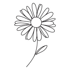 Daisy flower in continuous line art style Chamomile One line drawing art Minimalist black linear sketch Vector Icon Symbol illustration 