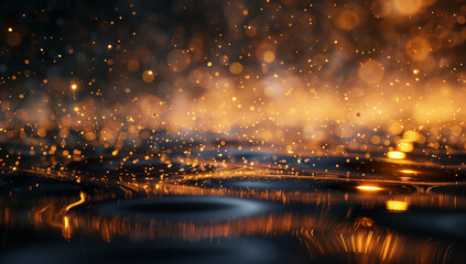 Golden glitter bokeh effect, Golden background, Blurred sparkles