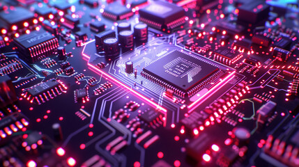 Fototapeta premium Computer cell phone micro chips. Motherboard. Data RAM.
