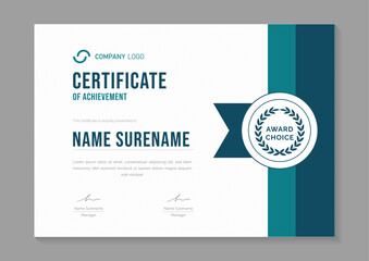 Fototapeta premium modern blue certificate design template. certificate of appreciation with gold badge