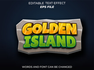 golden island text effect, font editable, typography, 3d text for games. vector template