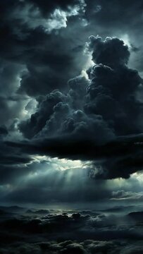 Very dark, dark, endler abyss cloud sky, no light, no land, no tree, no nothing but the only very dark sky with lot of clouds