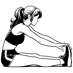 Female Runner Stretch Leg Illustration.