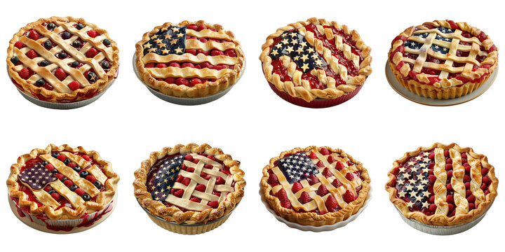 Set of Fourth Of July Pie Contest isolated on transparent png background. Generative ai