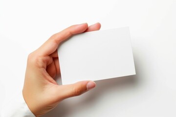 Obraz premium Blank White Card Mockup on Hand created with Generative AI