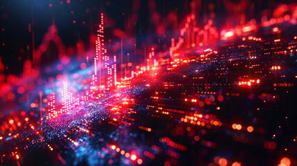 Golden glowing golden red lights for futuristic cyber technology background.  technology electronic of city light bokeh