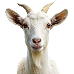 Fototapeta premium Animal white goat Portrait isolated on Transparent background.