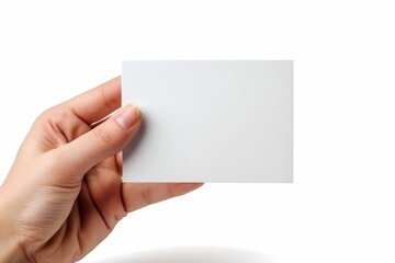 Fototapeta premium Blank White Card Mockup on Hand created with Generative AI
