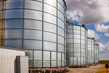silos granary elevator on agro-industrial complex with seed cleaning and drying line for grain storage